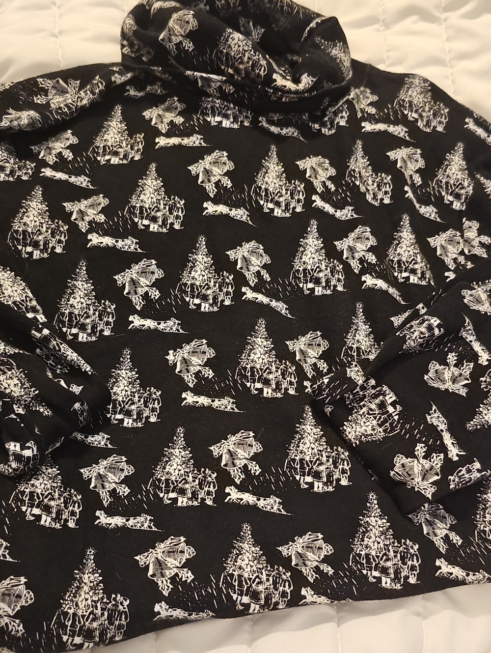 Holiday Turtleneck Jones New York Black White Xlarge Festive Christmas Tree